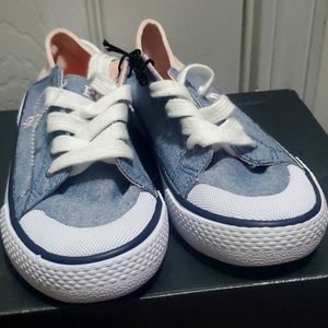 Denim and Pink polo sneakers